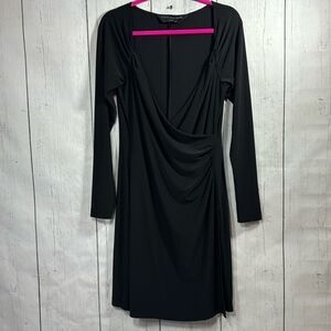 Kamalikulture Elegant Draped Black Dress Minimalist Chic Stretch Elegant Evening